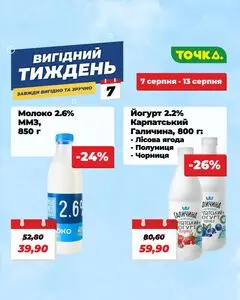 Акційна газета Точка, дійсна з 2025-08-07 по 2025-08-13.