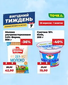 Акційна газета Точка, дійсна з 2025-09-25 по 2025-10-01.