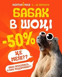 Акційна газета Копійочка, дійсна з 2026-02-02 по 2026-02-22.